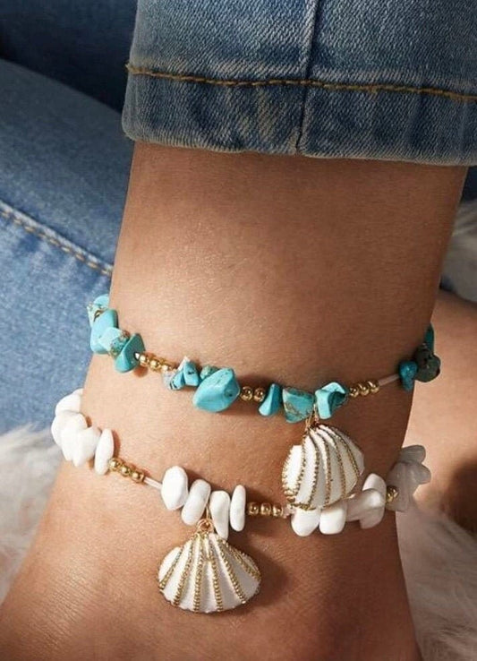 2 Piece Scallop Shell Anklets