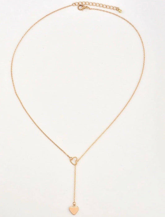 Heart of Gold Lariat Necklace, Gold Heart Lariat Necklace, Heart Charm Lariat Necklace, Her Anniversary Gift, Mothers Day Gift, Her Gift